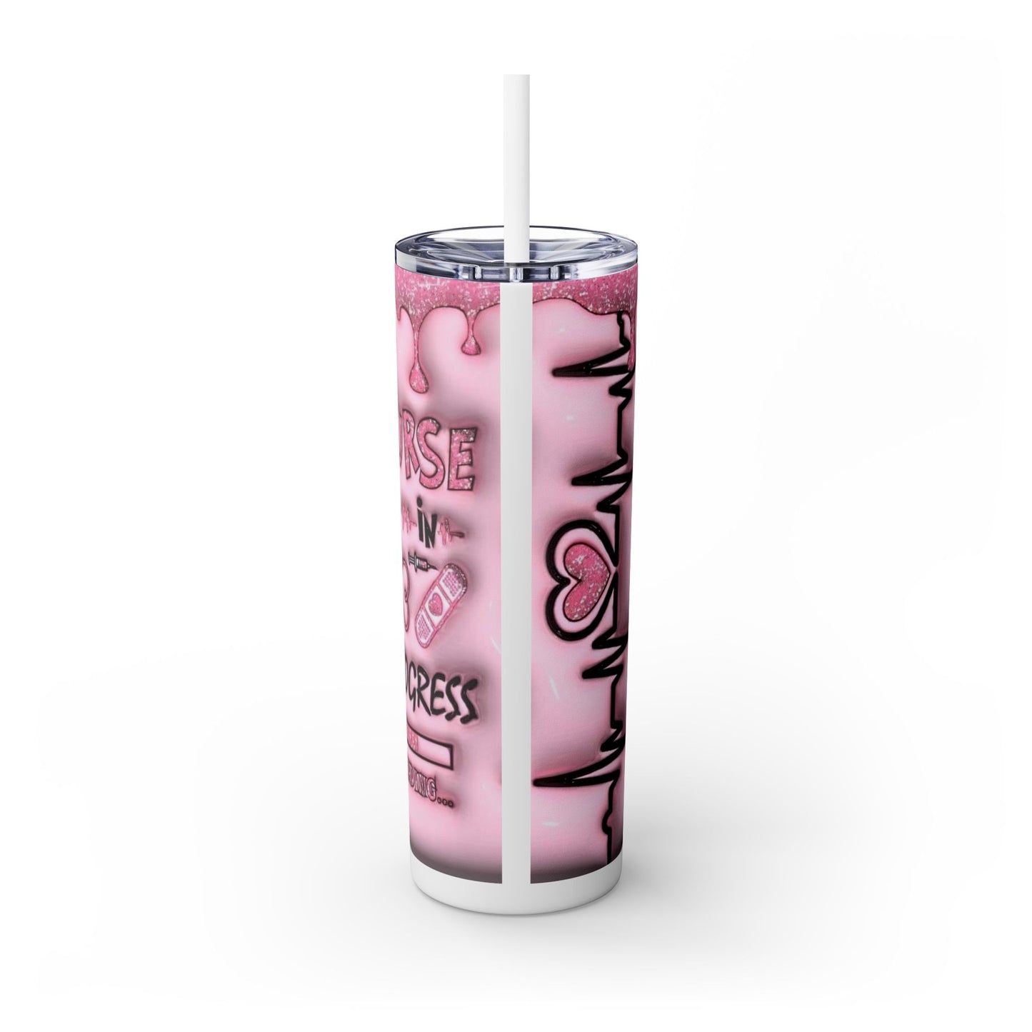 Nurse Progress Pink - Skinny Tumbler with Straw, 20oz