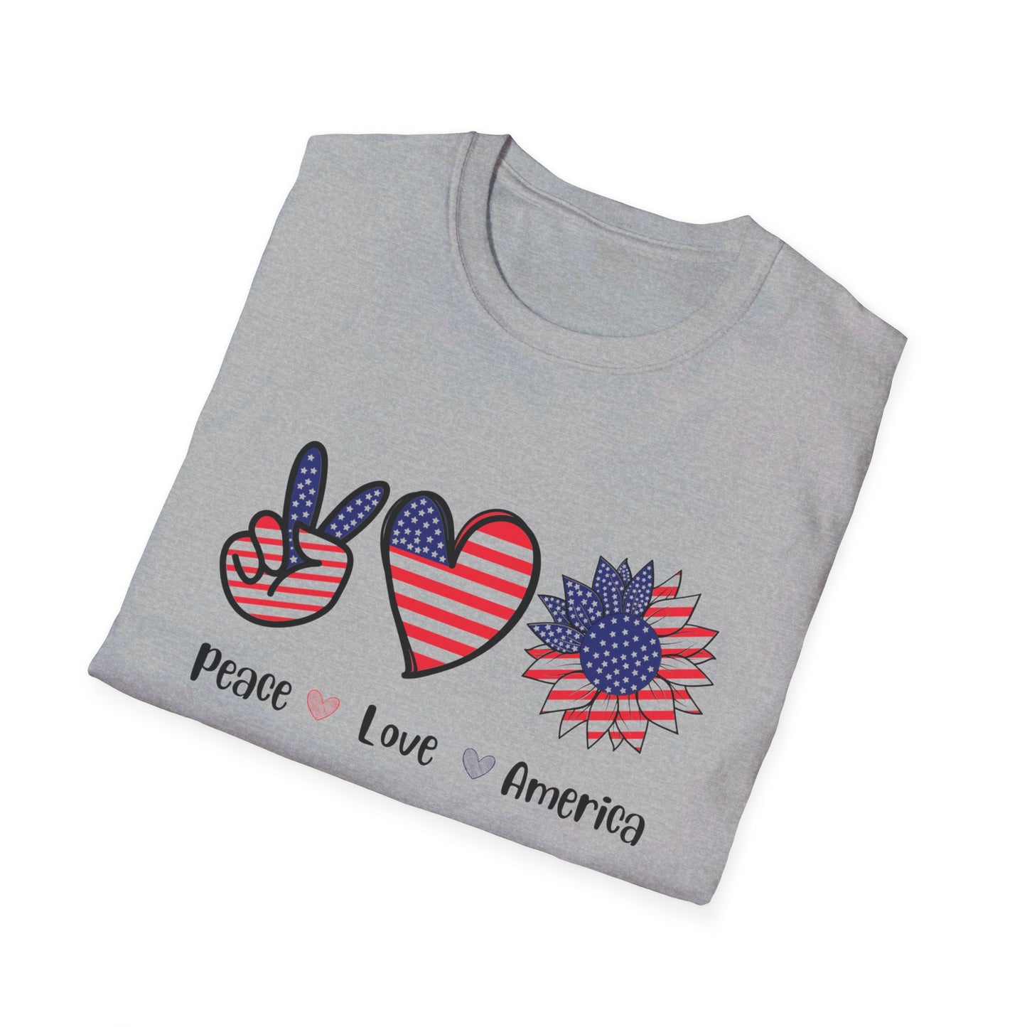 Peace Love and America - Unisex Softstyle T-Shirt