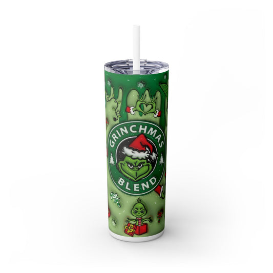 Grinchmas - Skinny Tumbler with Straw, 20oz