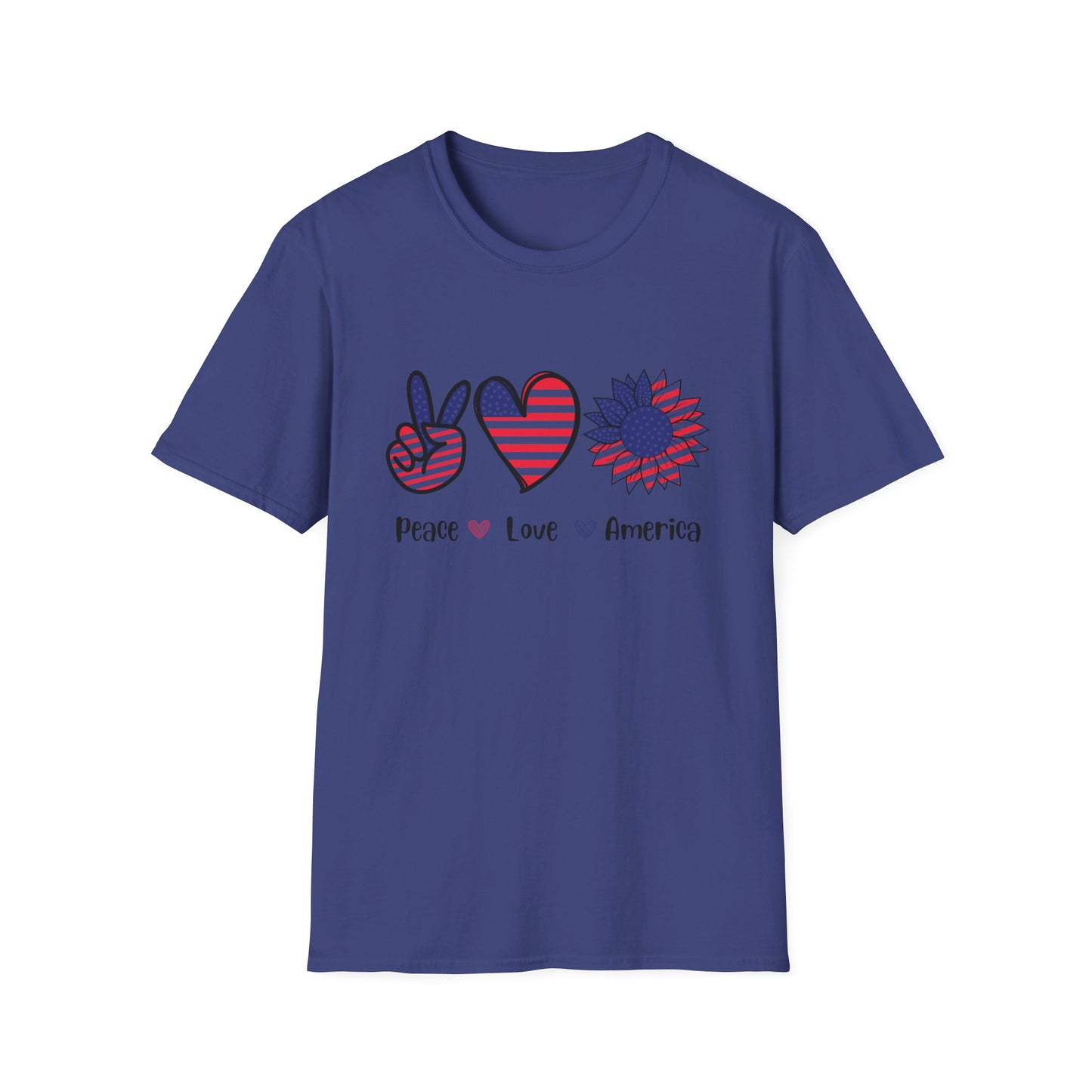 Peace Love and America - Unisex Softstyle T-Shirt