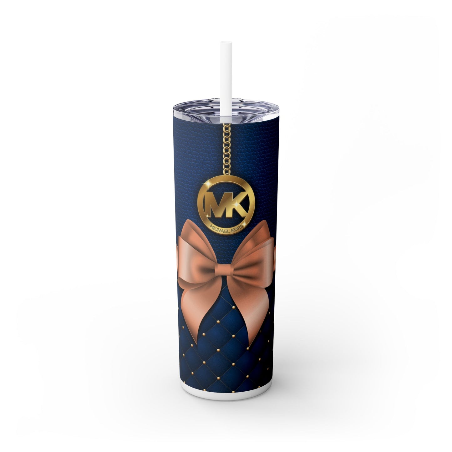 MK Blue Bag Design - Skinny Tumbler with Straw, 20oz