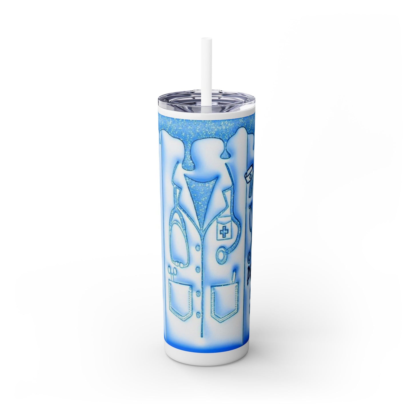 Nurse Progress - Blue - Skinny Tumbler with Straw, 20oz