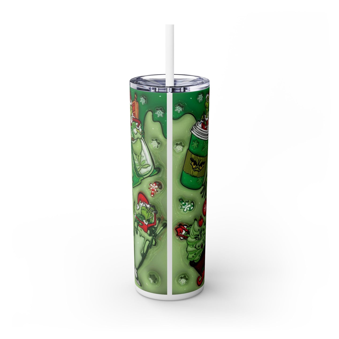 Grinchmas - Skinny Tumbler with Straw, 20oz