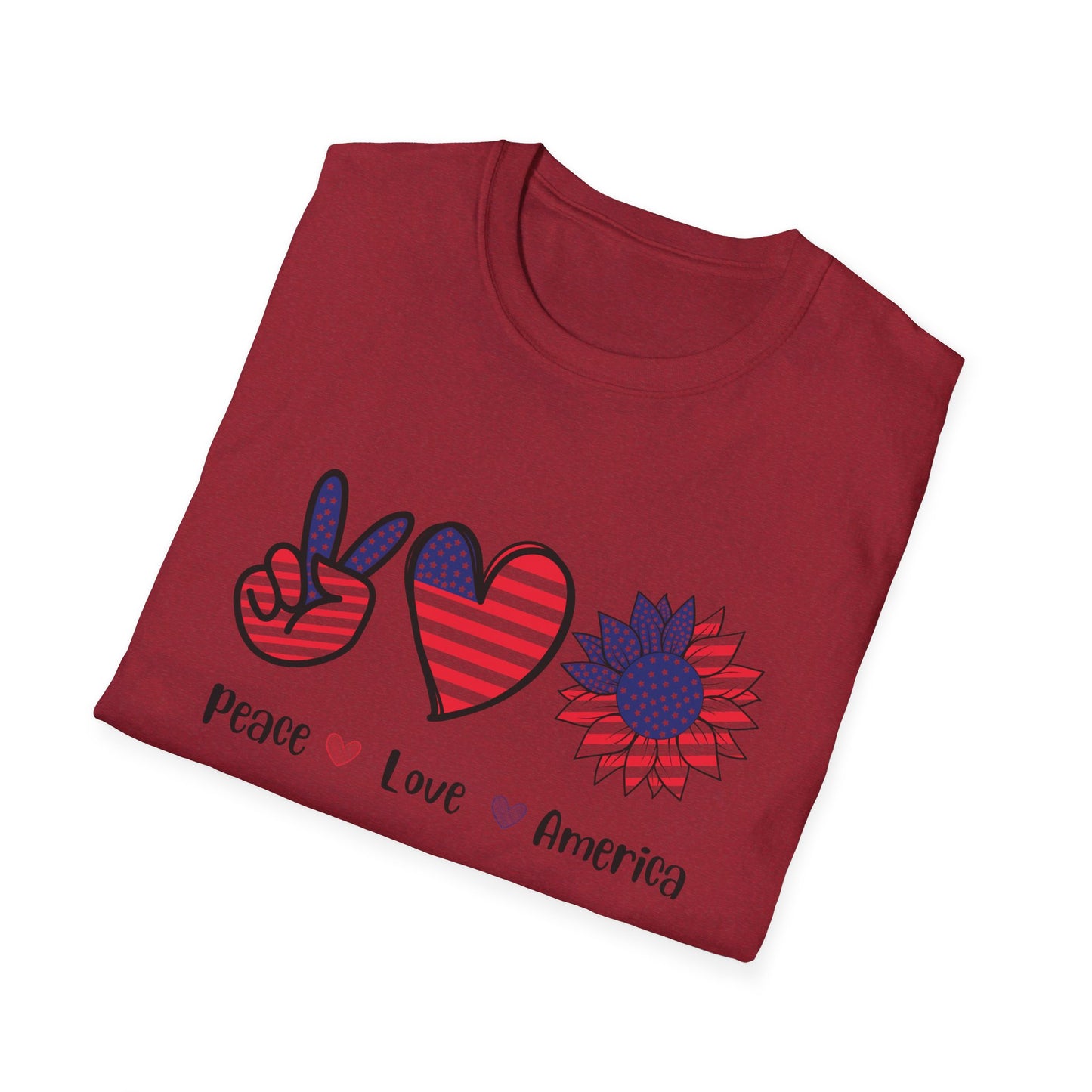 Peace Love and America - Unisex Softstyle T-Shirt