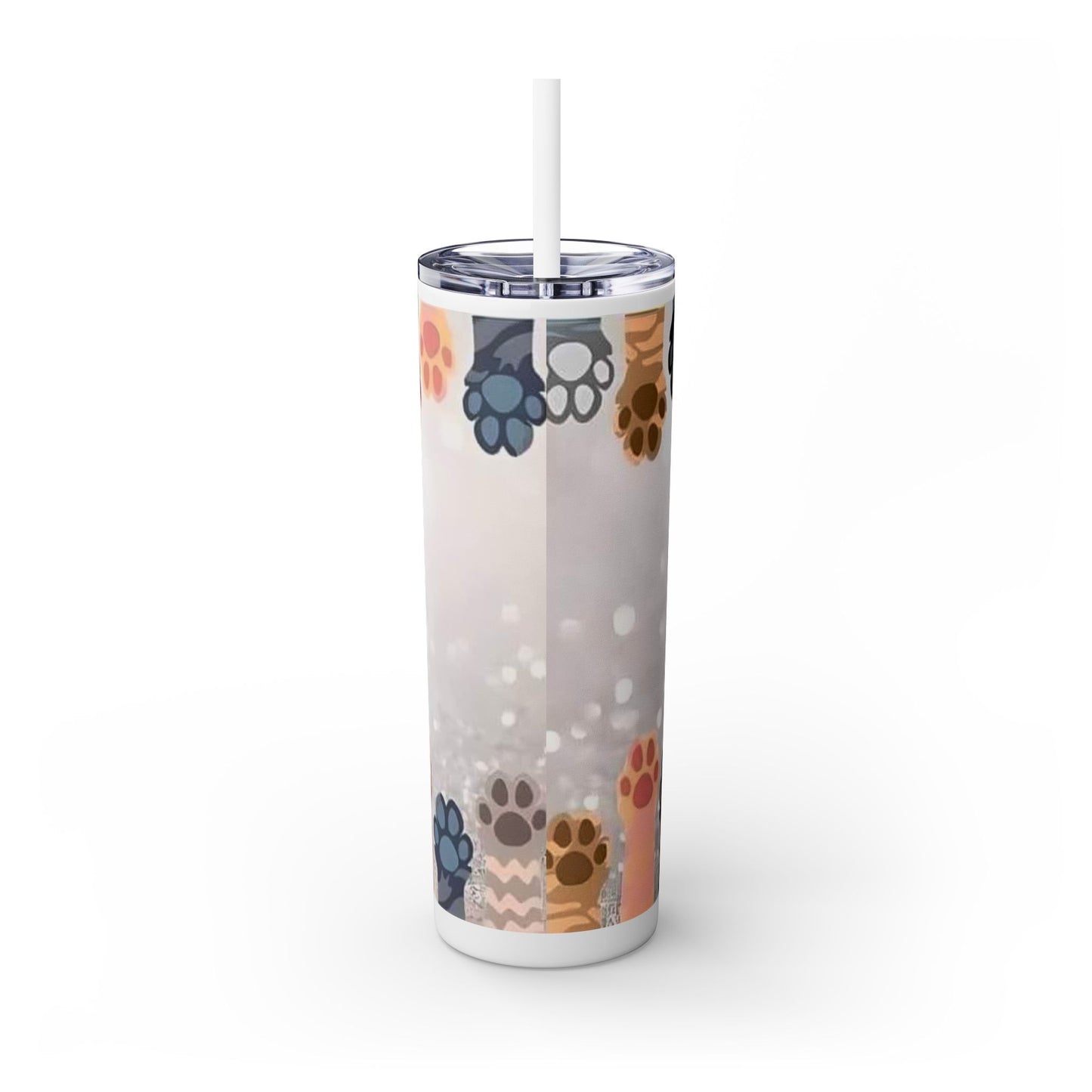 Cats Make me Happy - Skinny Tumbler with Straw, 20oz