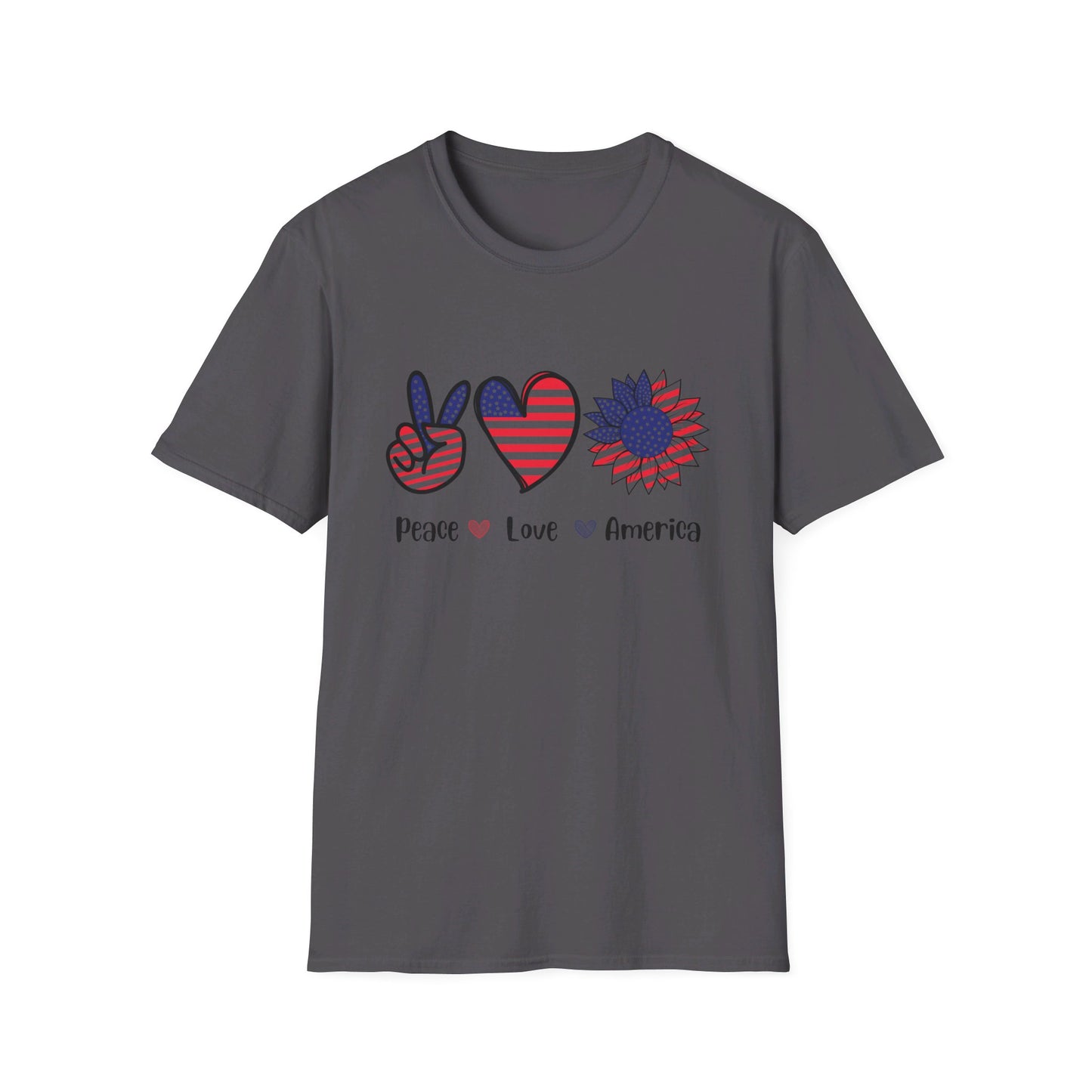 Peace Love and America - Unisex Softstyle T-Shirt