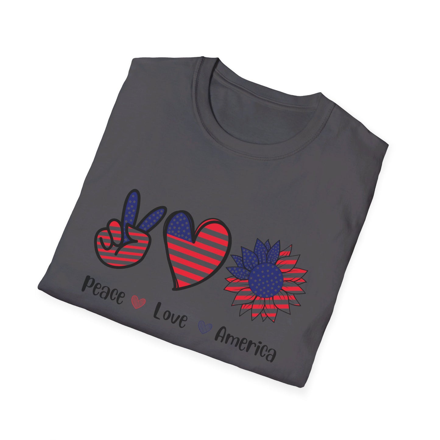 Peace Love and America - Unisex Softstyle T-Shirt