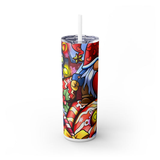 Red Gnome Skinny Tumbler with Straw, 20oz