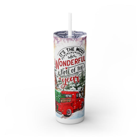 Most Wonderful Time - Skinny Tumbler with Straw, 20oz