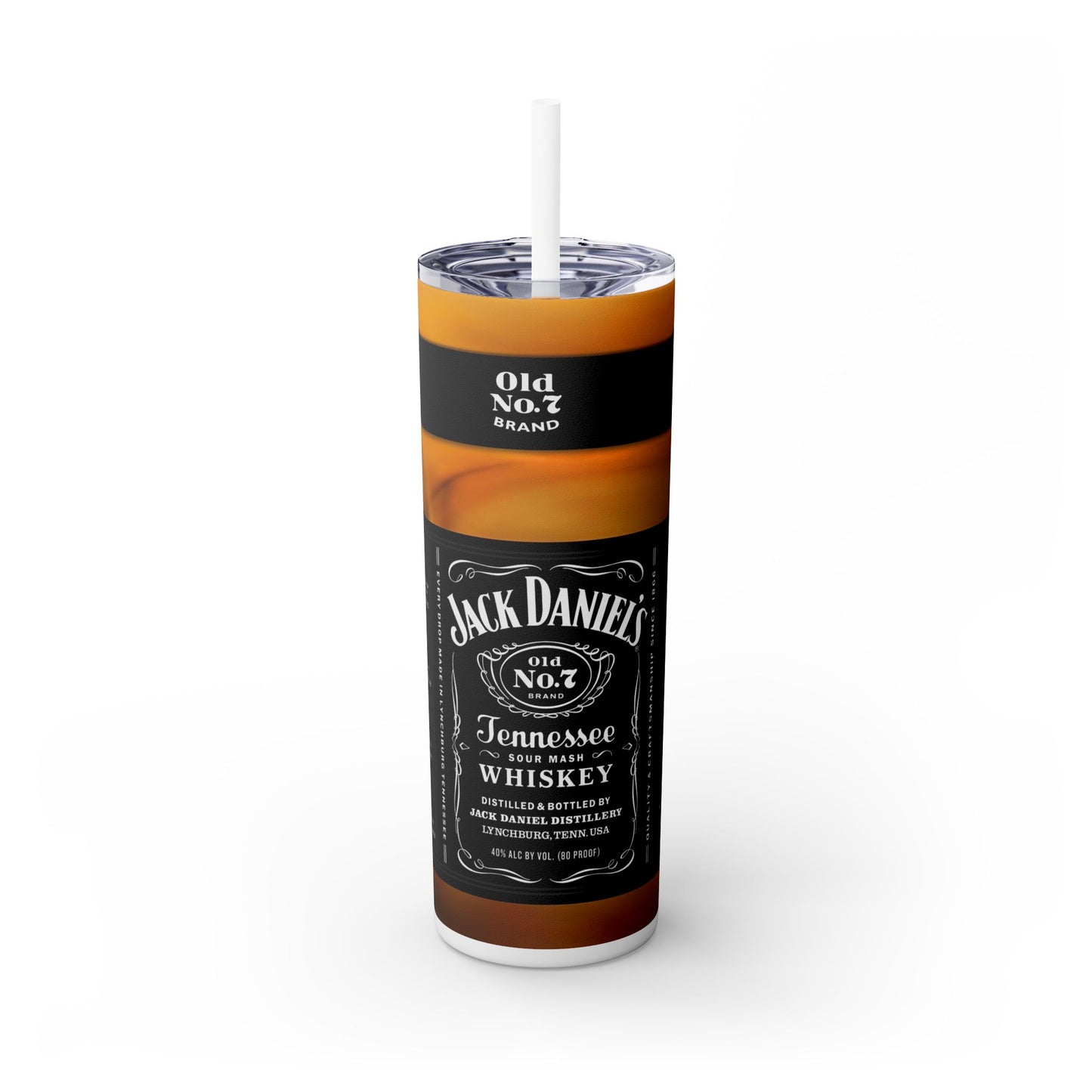 Jack D Skinny Tumbler with Straw, 20oz