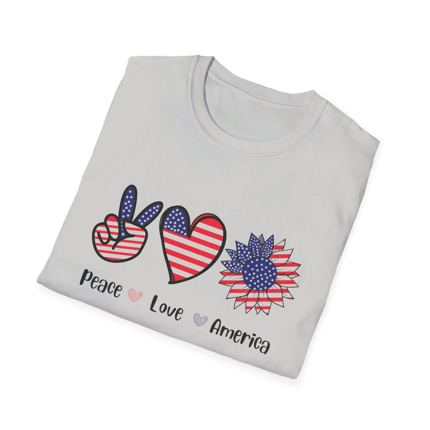 Peace Love and America - Unisex Softstyle T-Shirt