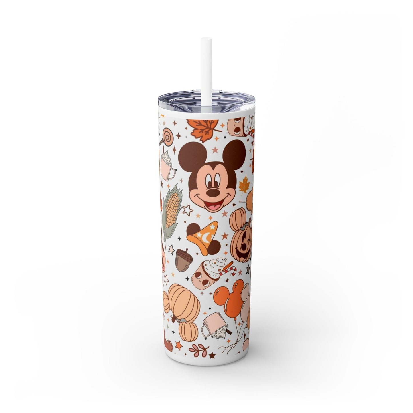 Halloween Pumpkin Mickey - Skinny Tumbler with Straw, 20oz