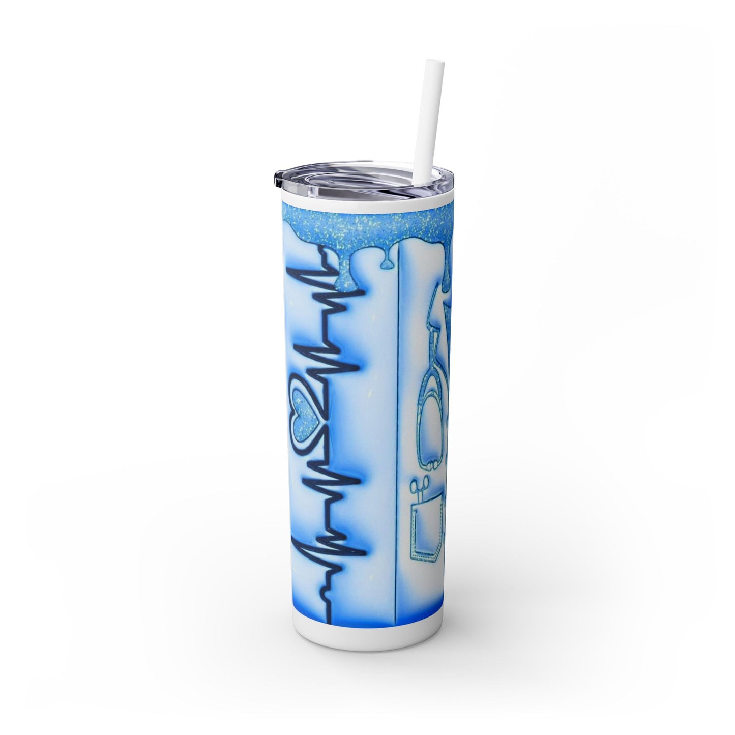 Nurse Progress - Blue - Skinny Tumbler with Straw, 20oz