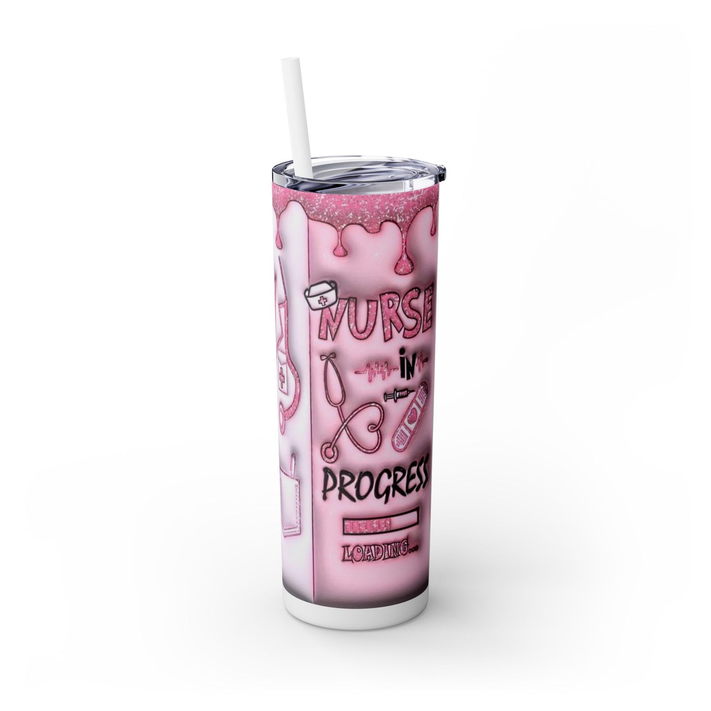 Nurse Progress Pink - Skinny Tumbler with Straw, 20oz