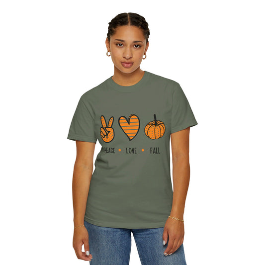 Peace Love and Fall - Garment-Dyed T-shirt