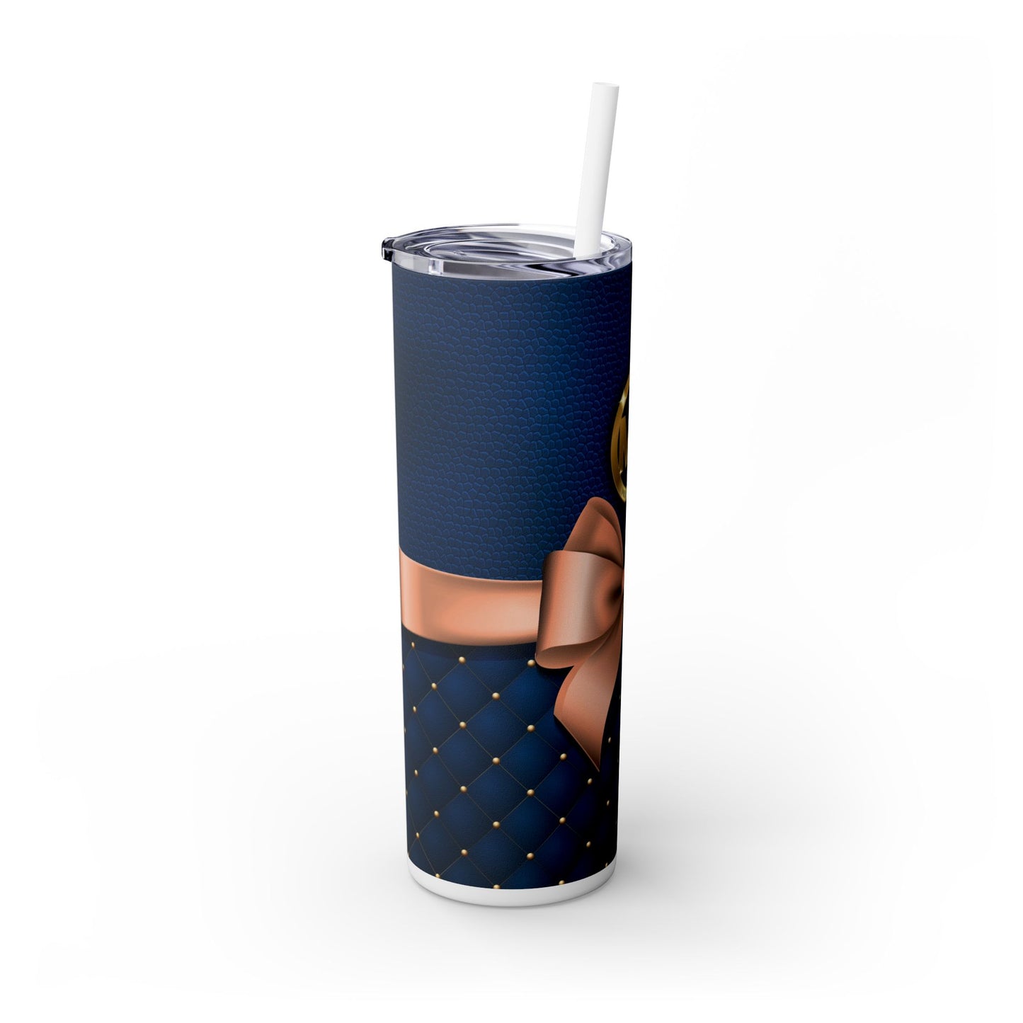 MK Blue Bag Design - Skinny Tumbler with Straw, 20oz