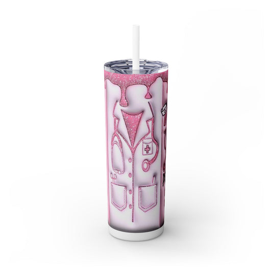 Nurse Progress Pink - Skinny Tumbler with Straw, 20oz