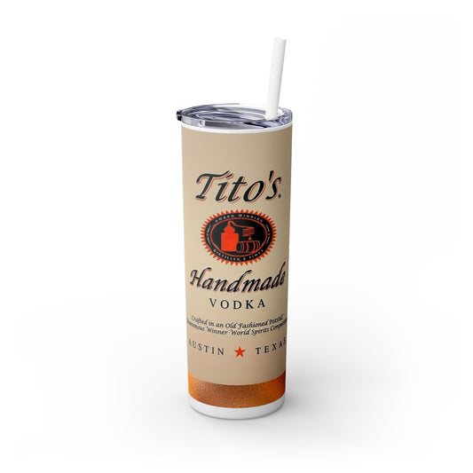 Tito's Skinny Tumbler with Straw, 20oz