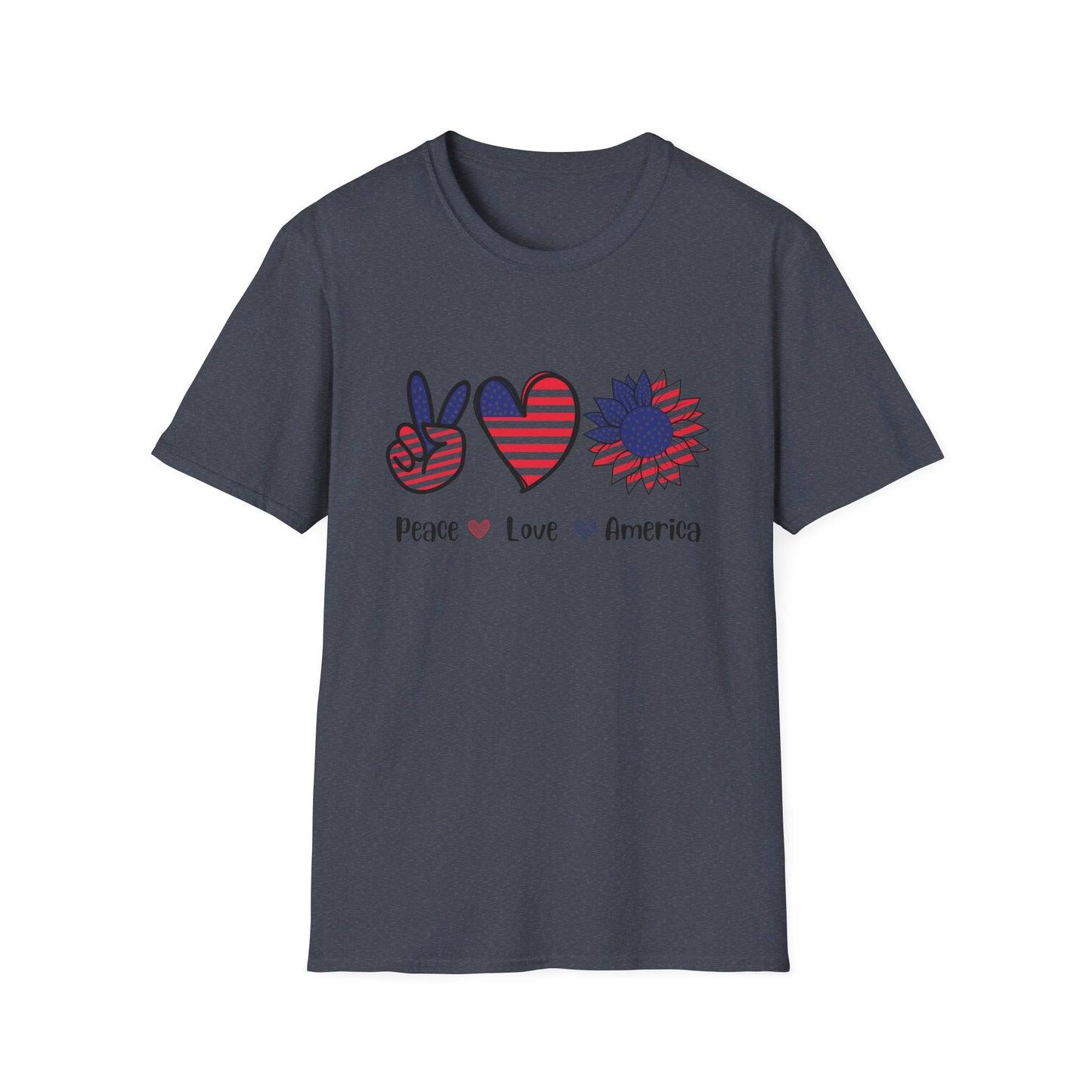 Peace Love and America - Unisex Softstyle T-Shirt