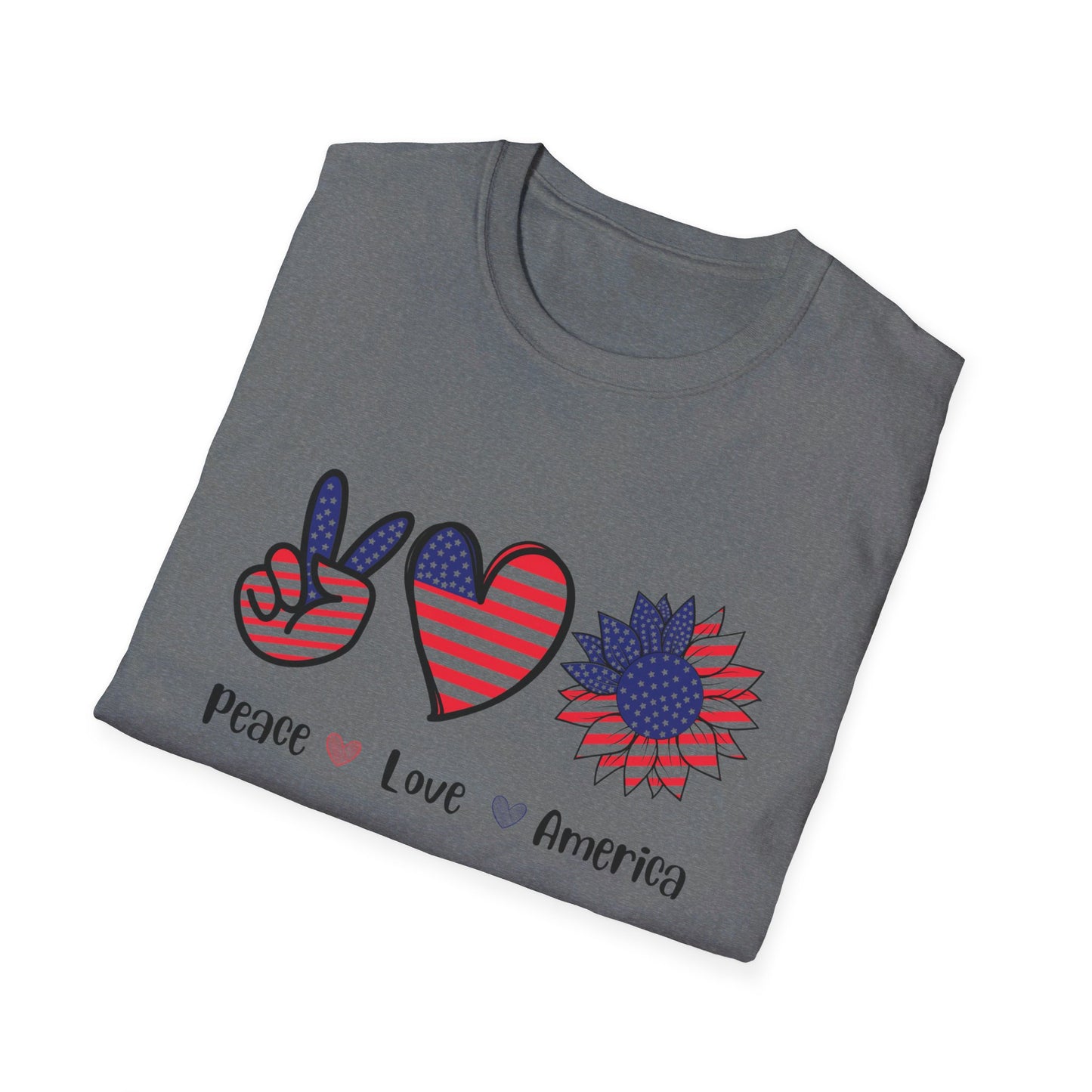 Peace Love and America - Unisex Softstyle T-Shirt