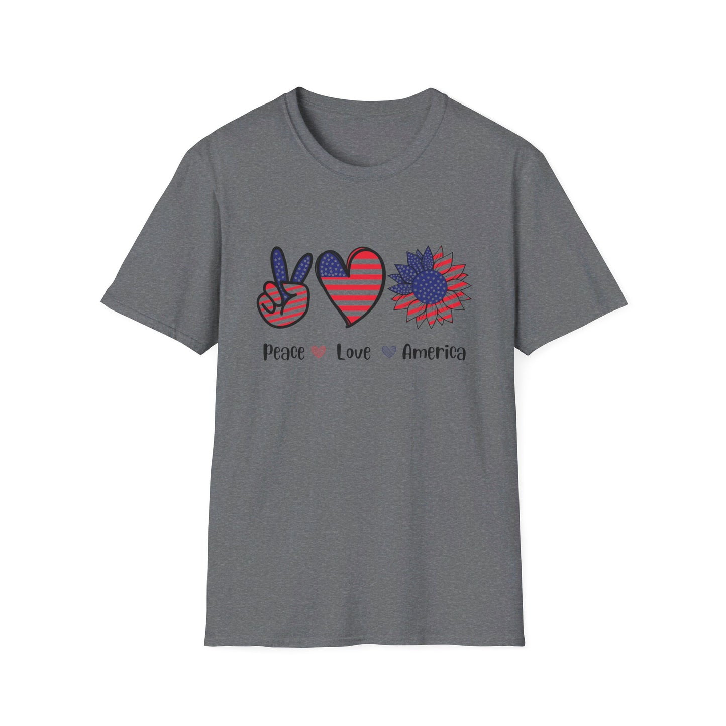 Peace Love and America - Unisex Softstyle T-Shirt