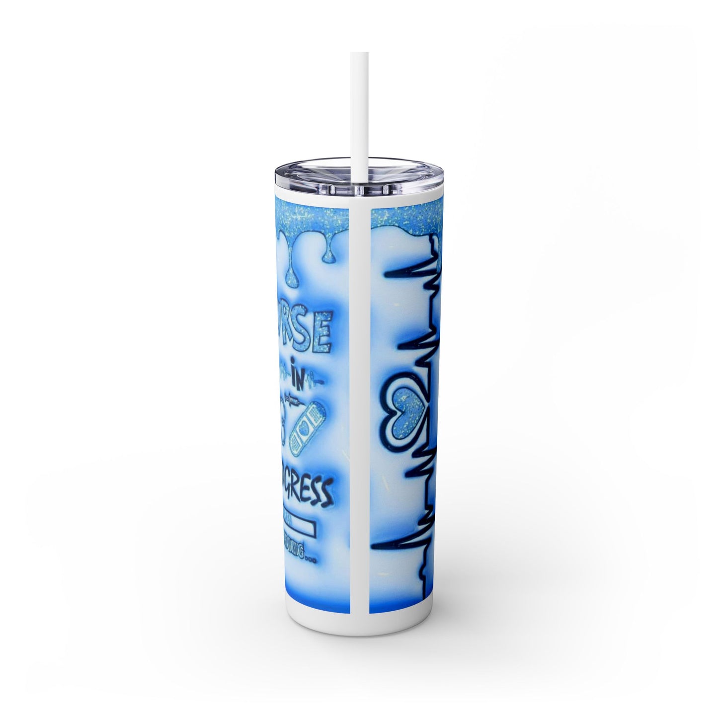 Nurse Progress - Blue - Skinny Tumbler with Straw, 20oz