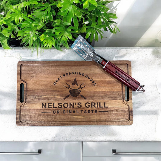 Custom Grill Set and Board Engraved