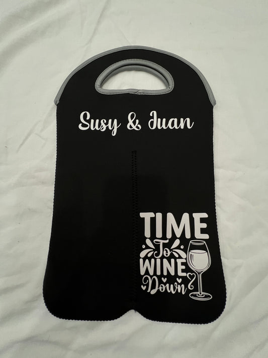 Custom Print Neoprene Dual Wine Bottle Holder